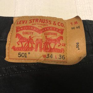 Levi Strauss 501 5-button black jeans 34x36